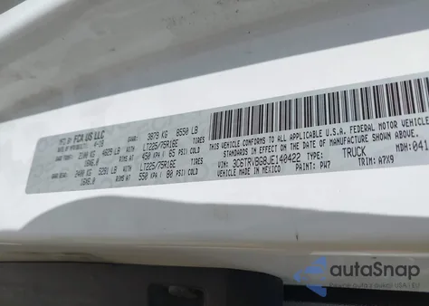 2018 Ram Promaster 1500 High Roof 136 Wb z USA, uszkodzony, nr VIN 3C6TRVBG8JE140422
